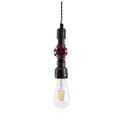 GloboStar® SPIGOT 01414 Vintage Industrial Κρεμαστό Φωτιστικό Οροφής Μονόφωτο 1 x E27 Καφέ Σκουριά Μεταλλικό Μ5 x Π7.5 x Y20cm