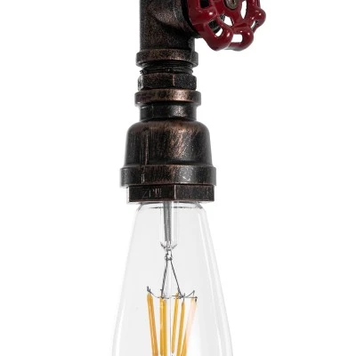GloboStar® SPIGOT 01414 Vintage Industrial Κρεμαστό Φωτιστικό Οροφής Μονόφωτο 1 x E27 Καφέ Σκουριά Μεταλλικό Μ5 x Π7.5 x Y20cm