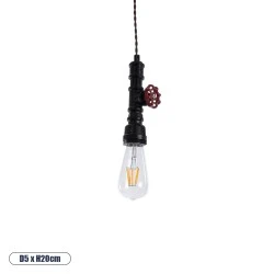 Vintage Κρεμαστό Φωτιστικό Οροφής με Ντουί 1 x E27 AC 220-240V IP20 - Μαύρο & Κόκκινο - Μ5 x Π5 x Y20cm