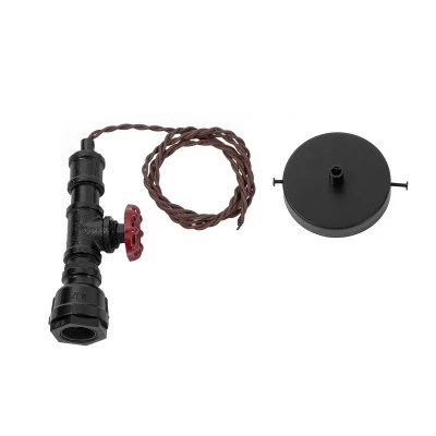 GloboStar® SPIGOT 01415 Vintage Industrial Κρεμαστό Φωτιστικό Οροφής Μονόφωτο 1 x E27 Μαύρο Μεταλλικό Μ5 x Π7.5 x Y20cm