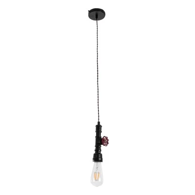 GloboStar® SPIGOT 01415 Vintage Industrial Κρεμαστό Φωτιστικό Οροφής Μονόφωτο 1 x E27 Μαύρο Μεταλλικό Μ5 x Π7.5 x Y20cm