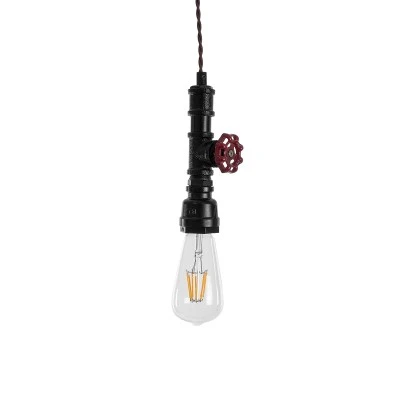 GloboStar® SPIGOT 01415 Vintage Industrial Κρεμαστό Φωτιστικό Οροφής Μονόφωτο 1 x E27 Μαύρο Μεταλλικό Μ5 x Π7.5 x Y20cm