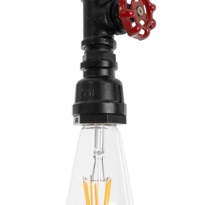 GloboStar® SPIGOT 01415 Vintage Industrial Κρεμαστό Φωτιστικό Οροφής Μονόφωτο 1 x E27 Μαύρο Μεταλλικό Μ5 x Π7.5 x Y20cm