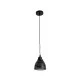 Μοντέρνο κρεμαστό φωτιστικό οροφής COOLIE Ε27 AC 220-240V Φ13 μεταλλικό μονόφωτο μαύρο λευκό καμπάνα με παράλληλες γραμμές