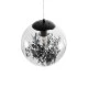 GloboStar® HARPER 01512 Μοντέρνο Κρεμαστό Φωτιστικό Μπάλα Μονόφωτο 1 x E27 IP20 Διάφανο Γυαλί με Μαύρο Μέταλλο - Μ25 x Π25 x Υ30cm