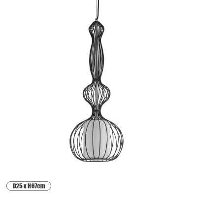 Κρεμαστό φωτιστικό LILY Vintage Industrial 1 x E27 μαύρο μεταλλικό με πλέγμα και υφασμάτινο εσωτερικό καπέλο Φ25 1 x E27 AC 220-240V