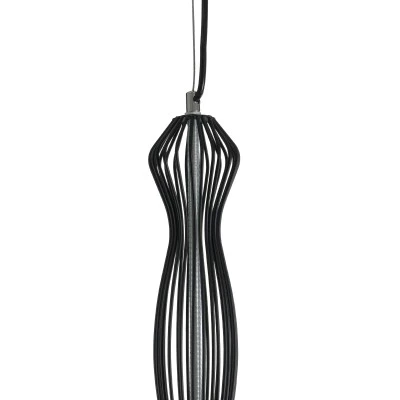 Κρεμαστό φωτιστικό LILY Vintage Industrial 1 x E27 μαύρο μεταλλικό με πλέγμα και υφασμάτινο εσωτερικό καπέλο Φ25 1 x E27 AC 220-240V