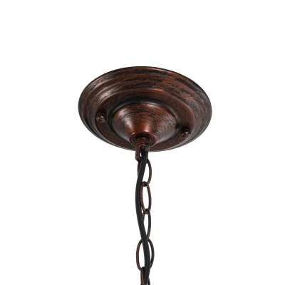 GloboStar® HARROW 01572 Vintage Industrial Κρεμαστό Φωτιστικό Οροφής Μονόφωτο 1 x E27 Καφέ Σκουριά Μεταλλικό Πλέγμα Φ33 x Υ32cm