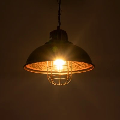 GloboStar® HARROW 01572 Vintage Industrial Κρεμαστό Φωτιστικό Οροφής Μονόφωτο 1 x E27 Καφέ Σκουριά Μεταλλικό Πλέγμα Φ33 x Υ32cm
