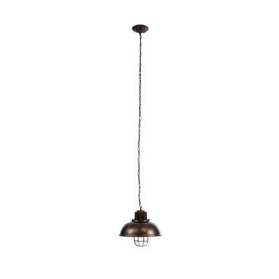 GloboStar® HARROW 01572 Vintage Industrial Κρεμαστό Φωτιστικό Οροφής Μονόφωτο 1 x E27 Καφέ Σκουριά Μεταλλικό Πλέγμα Φ33 x Υ32cm