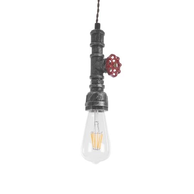 GloboStar® SPIGOT 01583 Vintage Industrial Κρεμαστό Φωτιστικό Οροφής Μονόφωτο 1 x E27 Ασημί Μεταλλικό Μ5 x Π7.5 x Y20cm