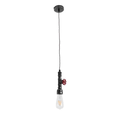 GloboStar® SPIGOT 01583 Vintage Industrial Κρεμαστό Φωτιστικό Οροφής Μονόφωτο 1 x E27 Ασημί Μεταλλικό Μ5 x Π7.5 x Y20cm