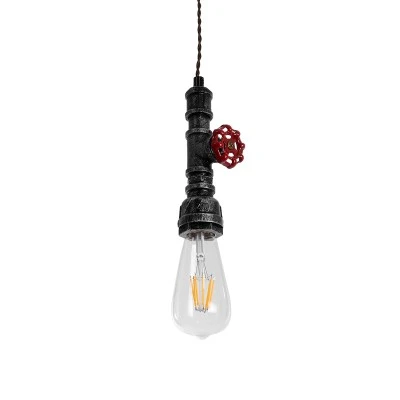 GloboStar® SPIGOT 01583 Vintage Industrial Κρεμαστό Φωτιστικό Οροφής Μονόφωτο 1 x E27 Ασημί Μεταλλικό Μ5 x Π7.5 x Y20cm
