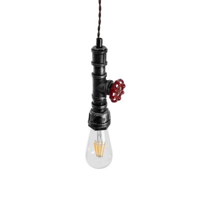 GloboStar® SPIGOT 01583 Vintage Industrial Κρεμαστό Φωτιστικό Οροφής Μονόφωτο 1 x E27 Ασημί Μεταλλικό Μ5 x Π7.5 x Y20cm