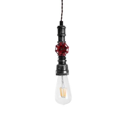 GloboStar® SPIGOT 01583 Vintage Industrial Κρεμαστό Φωτιστικό Οροφής Μονόφωτο 1 x E27 Ασημί Μεταλλικό Μ5 x Π7.5 x Y20cm