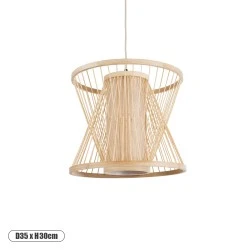Boho κρεμαστό φωτιστικό HIBISCUS μονόφωτο μπεζ ξύλινο Bamboo Φ35xY32cm 1 x E27 AC 220-240V
