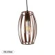 GloboStar® ZEBRA 01639 Vintage Industrial Κρεμαστό Φωτιστικό Οροφής Μονόφωτο Καφέ Σκουριά Μεταλλικό Πλέγμα Φ15 x Υ25cm