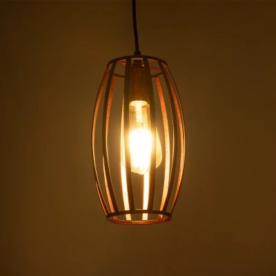 GloboStar® ZEBRA 01639 Vintage Industrial Κρεμαστό Φωτιστικό Οροφής Μονόφωτο Καφέ Σκουριά Μεταλλικό Πλέγμα Φ15 x Υ25cm