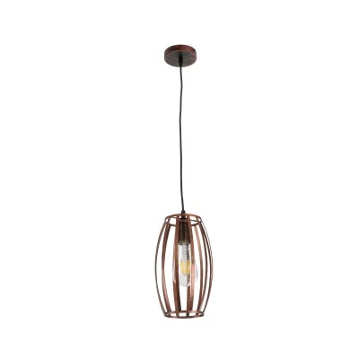 GloboStar® ZEBRA 01639 Vintage Industrial Κρεμαστό Φωτιστικό Οροφής Μονόφωτο Καφέ Σκουριά Μεταλλικό Πλέγμα Φ15 x Υ25cm