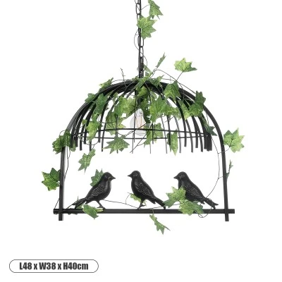 GloboStar® NEST 01640 Vintage Κρεμαστό Φωτιστικό Φιγούρα Μονόφωτο 1 x E27 IP20 Μαύρο Μέταλλο με Πράσινο Πλαστικό - Μ48 x Π38 x Y40cm