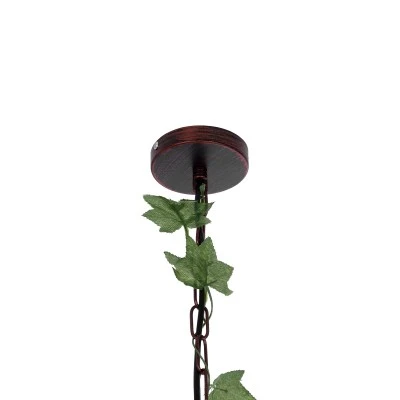 GloboStar® NEST 01642 Vintage Κρεμαστό Φωτιστικό Φιγούρα Μονόφωτο 1 x E27 IP20 Χάλκινο Μέταλλο με Πράσινο Πλαστικό - Μ48 x Π38 x Y40cm