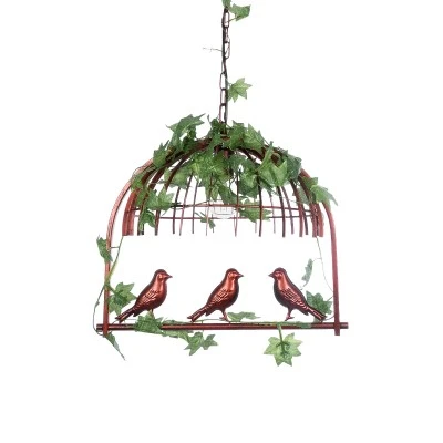 GloboStar® NEST 01642 Vintage Κρεμαστό Φωτιστικό Φιγούρα Μονόφωτο 1 x E27 IP20 Χάλκινο Μέταλλο με Πράσινο Πλαστικό - Μ48 x Π38 x Y40cm