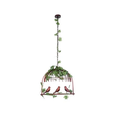 GloboStar® NEST 01642 Vintage Κρεμαστό Φωτιστικό Φιγούρα Μονόφωτο 1 x E27 IP20 Χάλκινο Μέταλλο με Πράσινο Πλαστικό - Μ48 x Π38 x Y40cm