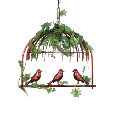 GloboStar® NEST 01642 Vintage Κρεμαστό Φωτιστικό Φιγούρα Μονόφωτο 1 x E27 IP20 Χάλκινο Μέταλλο με Πράσινο Πλαστικό - Μ48 x Π38 x Y40cm