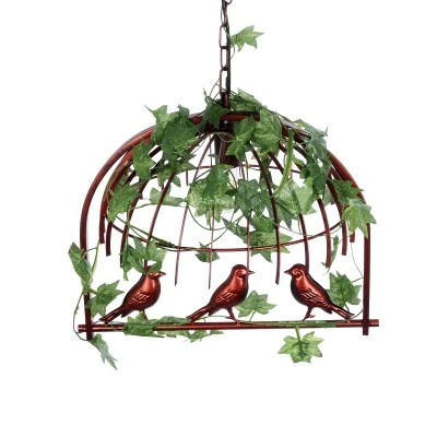 GloboStar® NEST 01642 Vintage Κρεμαστό Φωτιστικό Φιγούρα Μονόφωτο 1 x E27 IP20 Χάλκινο Μέταλλο με Πράσινο Πλαστικό - Μ48 x Π38 x Y40cm