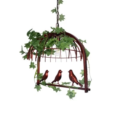 GloboStar® NEST 01642 Vintage Κρεμαστό Φωτιστικό Φιγούρα Μονόφωτο 1 x E27 IP20 Χάλκινο Μέταλλο με Πράσινο Πλαστικό - Μ48 x Π38 x Y40cm