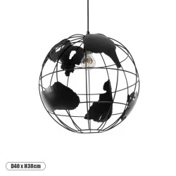 Μονόφωτο Industrial κρεμαστό φωτιστικό World μεταλλικό με ντουί E27 AC 220-240V σε μαύρο χρώμα Φ40