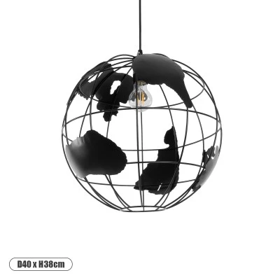 Μονόφωτο Industrial κρεμαστό φωτιστικό World μεταλλικό με ντουί E27 AC 220-240V σε μαύρο χρώμα Φ40