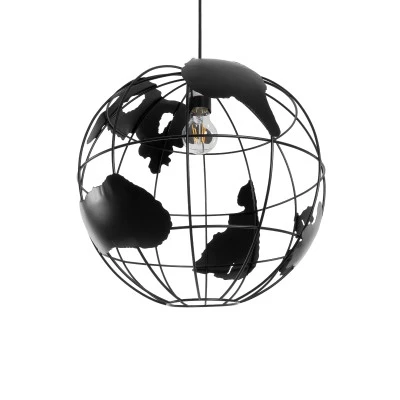 Μονόφωτο Industrial κρεμαστό φωτιστικό World μεταλλικό με ντουί E27 AC 220-240V σε μαύρο χρώμα Φ40