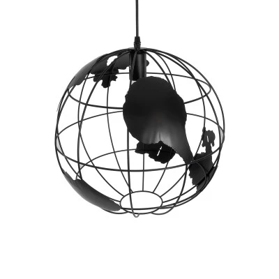 Μονόφωτο Industrial κρεμαστό φωτιστικό World μεταλλικό με ντουί E27 AC 220-240V σε μαύρο χρώμα Φ40