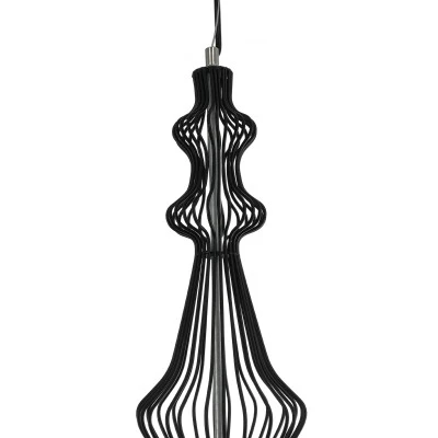 GloboStar® LILY 01561 Vintage Industrial Κρεμαστό Φωτιστικό Οροφής Μονόφωτο Μαύρο Μεταλλικό Πλέγμα και Υφασμάτινο Εσωτερικό Καπέλο Φ20 x Υ90cm