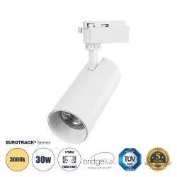 Φωτιστικό Σποτ Ράγας Λευκό Μονοφασικό Bridgelux COB LED 30W 230V 3600lm 30° Θερμό φως 3000k