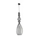 GloboStar® LILY 01561 Vintage Industrial Κρεμαστό Φωτιστικό Οροφής Μονόφωτο Μαύρο Μεταλλικό Πλέγμα και Υφασμάτινο Εσωτερικό Καπέλο Φ20 x Υ90cm