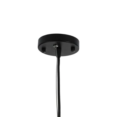 GloboStar® LILY 01561 Vintage Industrial Κρεμαστό Φωτιστικό Οροφής Μονόφωτο Μαύρο Μεταλλικό Πλέγμα και Υφασμάτινο Εσωτερικό Καπέλο Φ20 x Υ90cm