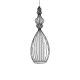 GloboStar® LILY 01561 Vintage Industrial Κρεμαστό Φωτιστικό Οροφής Μονόφωτο Μαύρο Μεταλλικό Πλέγμα και Υφασμάτινο Εσωτερικό Καπέλο Φ20 x Υ90cm