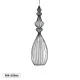 GloboStar® LILY 01561 Vintage Industrial Κρεμαστό Φωτιστικό Οροφής Μονόφωτο Μαύρο Μεταλλικό Πλέγμα και Υφασμάτινο Εσωτερικό Καπέλο Φ20 x Υ90cm