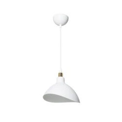 Μοντέρνο Κρεμαστό Φωτιστικό Καμπάνα RIVE Μονόφωτο 1 x E27 IP20 Λευκό με Χρυσό Πλαστικό - Μ22 x Π22 x Υ83cm