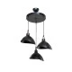 GloboStar® RIVE 203-0144 Vintage Κρεμαστό Φωτιστικό Καμπάνα Τρίφωτο 3 x E27 IP20 Μαύρο με Χρυσό Πλαστικό - Μ45 x Π45 x Υ80cm