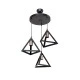 GloboStar® TRIANGLE 203-0162 Vintage Κρεμαστό Φωτιστικό Καμπάνα Τρίφωτο 3 x E27 IP20 Μαύρο με Χρυσό Πλαστικό - Μ50 x Π50 x Υ80cm