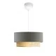 GloboStar® BIGGIE 204-0095 Μοντέρνο Κρεμαστό Φωτιστικό Kαπέλο Μονόφωτο 1 x E27 IP20 Γκρι Ύφασμα με Μπεζ Rattan - Μ30 x Π30 x Υ70cm