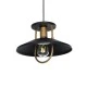 GloboStar® BILLA 203-0042 Vintage Κρεμαστό Φωτιστικό Καμπάνα Μονόφωτο 1 x E27 IP20 Μαύρο με Χρυσό Μέταλλο - M30.5 x Π30.5 x Υ70cm