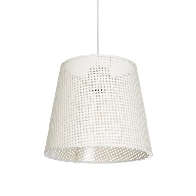 GloboStar® CONEY 203-0071 Μοντέρνο Κρεμαστό Φωτιστικό Καπέλο Μονόφωτο 1 x E27 IP20 Mπεζ Διάτρητο Ύφασμα - Μ26 x Π26 x Υ25cm