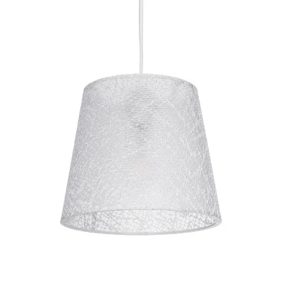 GloboStar® CONEY 203-0069 Μοντέρνο Κρεμαστό Φωτιστικό Καπέλο Μονόφωτο 1 x E27 IP20 Λευκό Ύφασμα - Μ26 x Π26 x Υ25cm