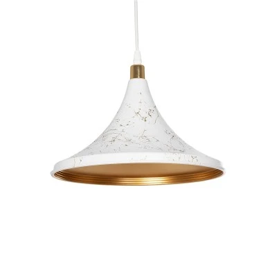 Μοντέρνο Κρεμαστό Φωτιστικό Καμπάνα MARBLE Μονόφωτο 1 x E27 IP20 Λεύκο & Χρυσό Πλαστικό - Μ30 x Π30 x Υ20cm GloboStar® MARBLE 203-0098 Μοντέρνο Κρεμαστό Φωτιστικό Καμπάνα Μονόφωτο 1 x E27 IP20 Λεύκο & Χρυσό Πλαστικό - Μ30 x Π30 x Υ20cm