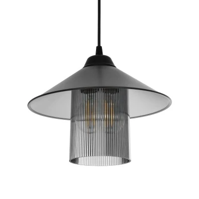 GloboStar® Promo 203-0089 Μοντέρνο Κρεμαστό Φωτιστικό Καμπάνα Μονόφωτο 1 x E27 IP20 Μαύρο Πλαστικό - Μ25.5 x Π25.5 x Υ90cm