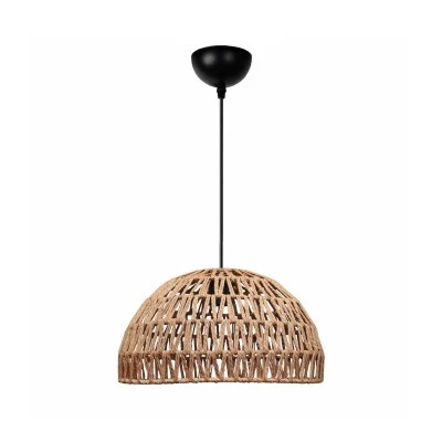 Boho Κρεμαστό Φωτιστικό Καμπάνα SAND Μονόφωτο 1 x E27 IP20 Μπεζ Σχοινί - Μ29 x Π29 x Υ16cm